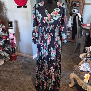 Elegant Floral Long Sleeve Dress